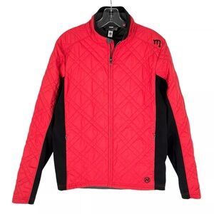 Novara Quilted Cycling Jacket Mens Size Medium Red Black Full Zip Pockets